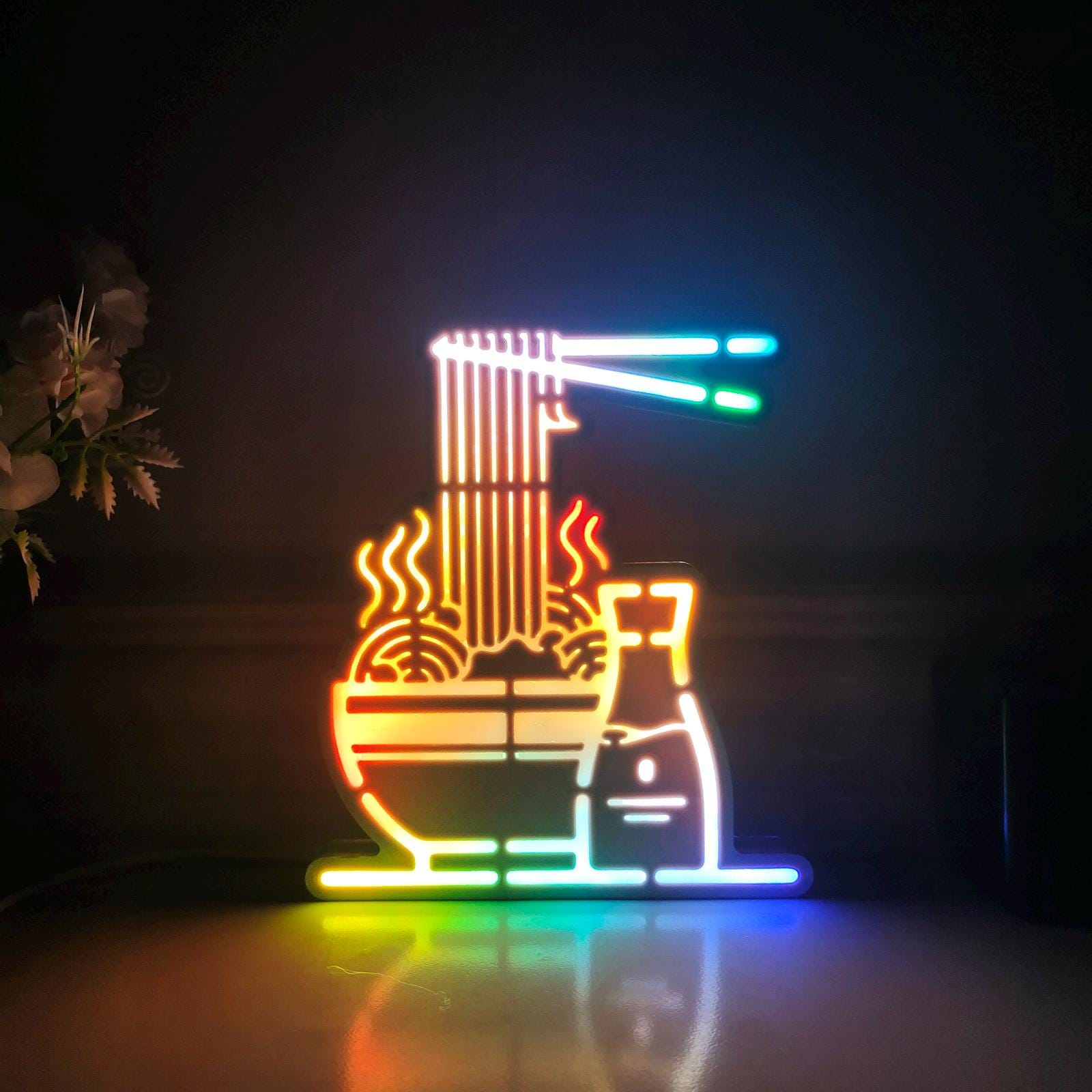 Ramen Noodle Lightbox, Japanese Ramen Table Lamp, Noodle Night Light, Food Neon Sign, Kitchen, Mancave Decor, Noodles Food Wall Art Decor