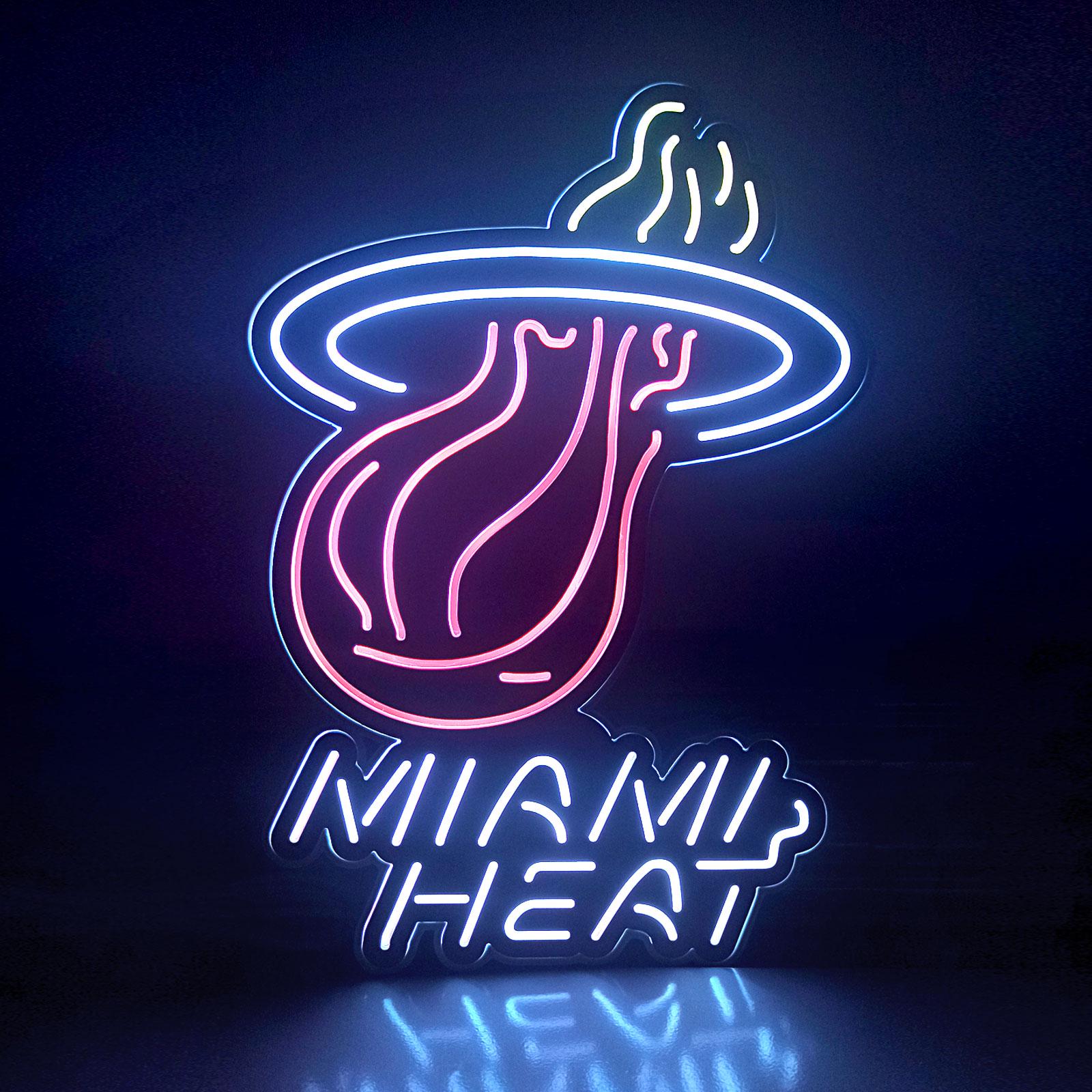 Miami Heat LED Light Box - Basketball Team Sign, Sports Bar Wall Decor, Man Cave Gift, Father's Day Present for Him