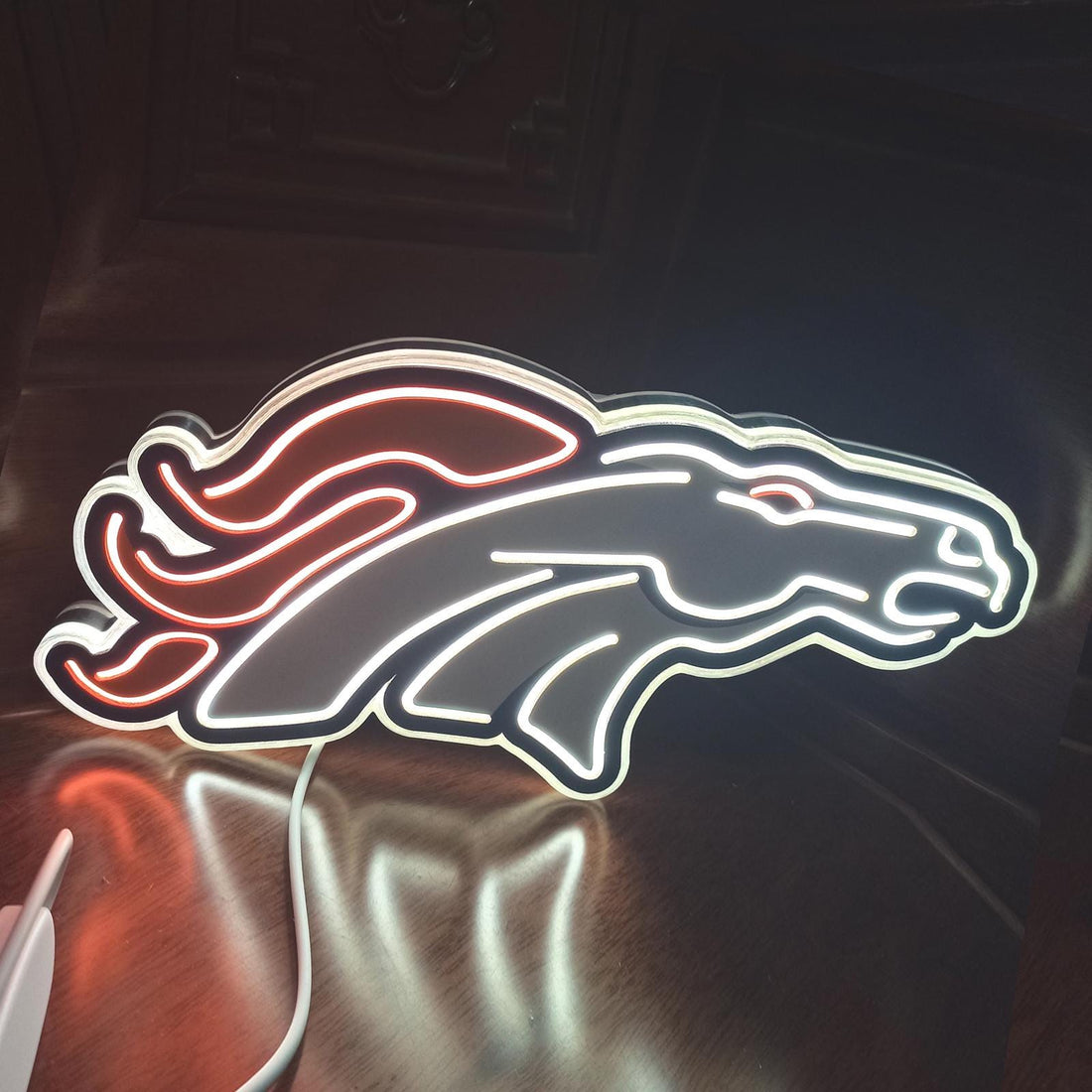 Denver Broncos LED Light Sign - Football Team Decor, Desktop Neon Light, Sports Fan Gift for Dad/Husband