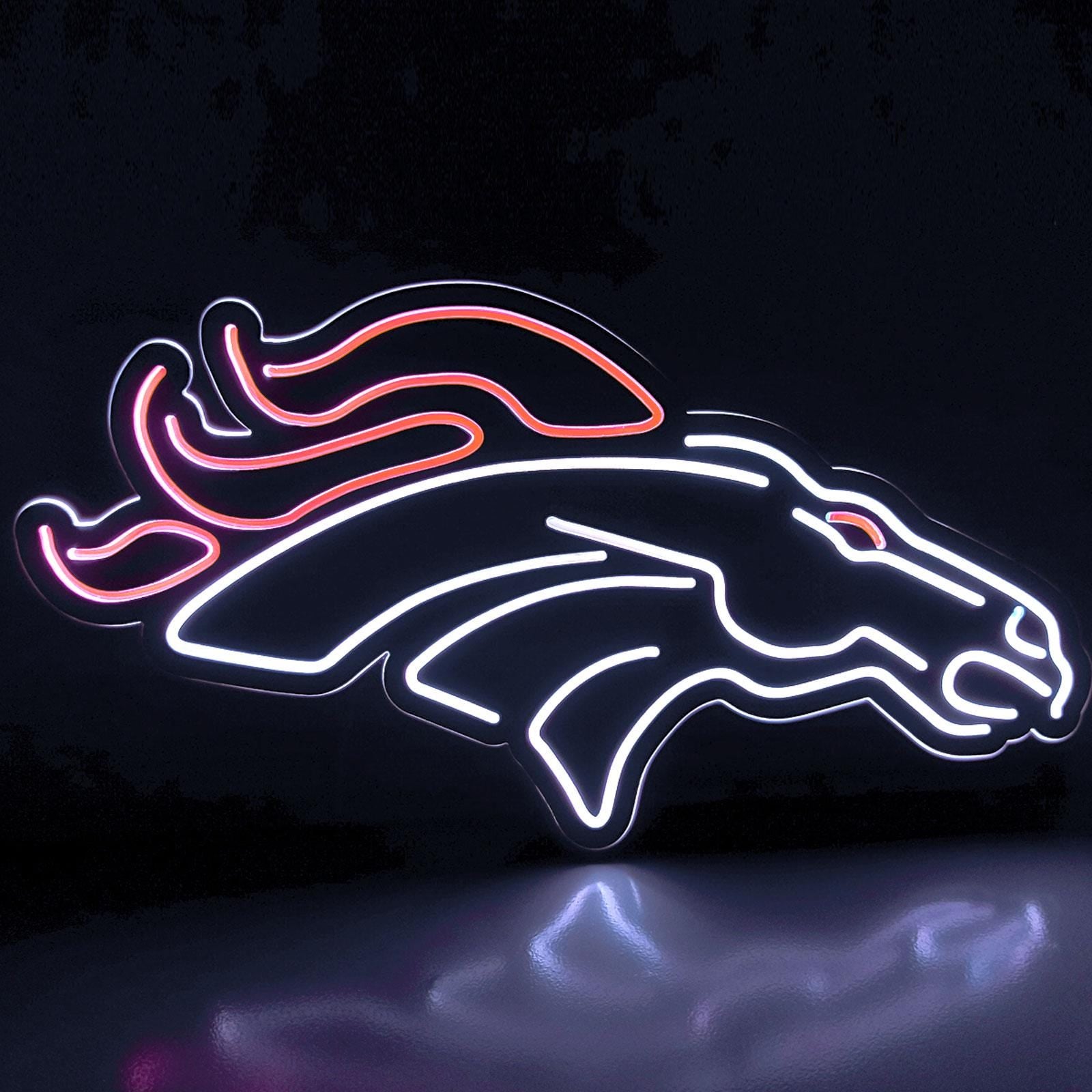 Denver Broncos LED Light Sign - Football Team Decor, Desktop Neon Light, Sports Fan Gift for Dad/Husband