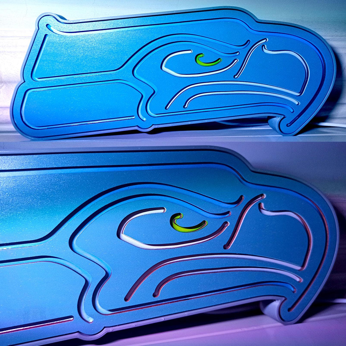 Seattle Seahawks LED Light Box - Football Team Neon Sign, Sports Gift for Him, Man Cave Desktop Decor