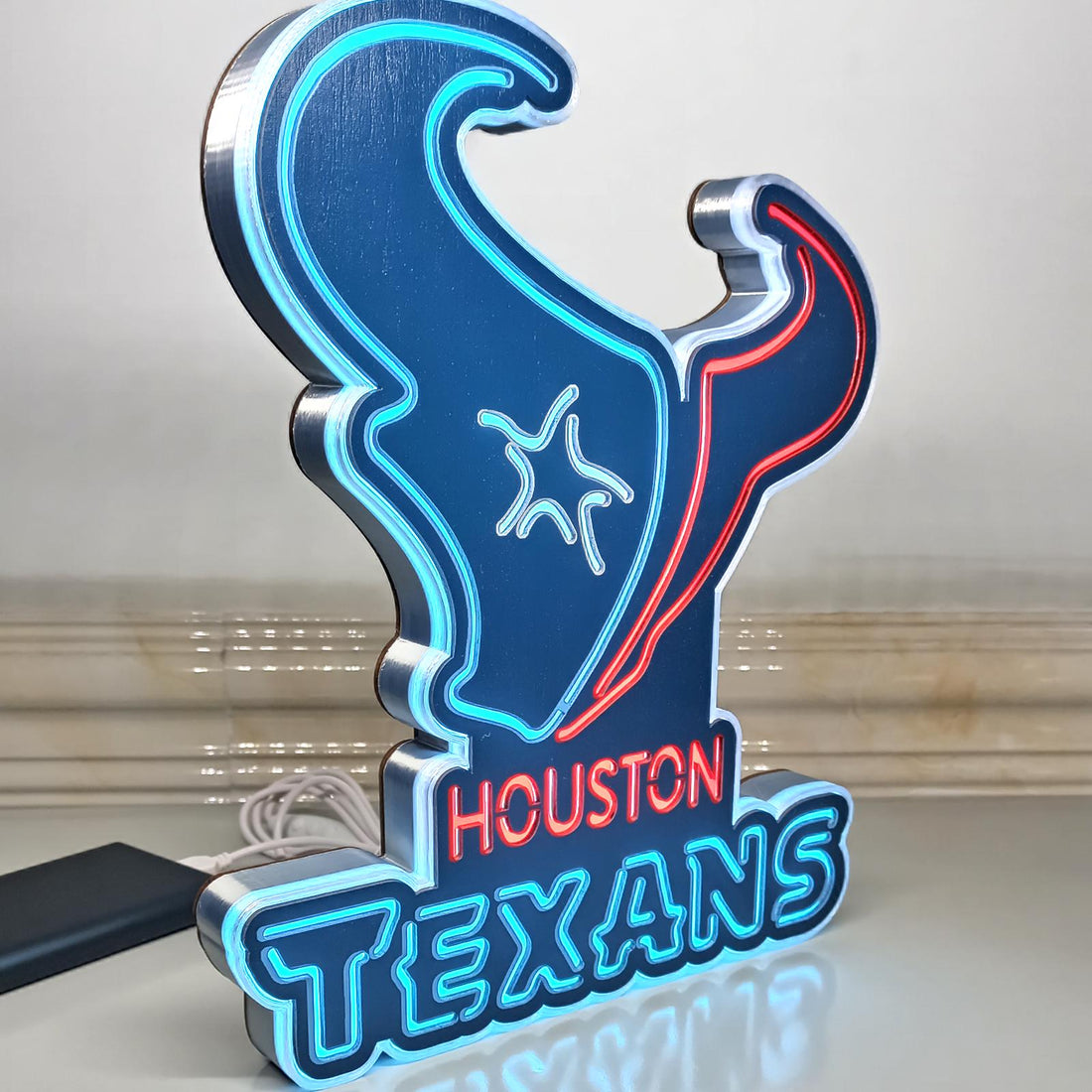 Houston Texans LED Light Box - Football Team Sign, Sports Fans Gift, Man Cave Wall Hanging Decor
