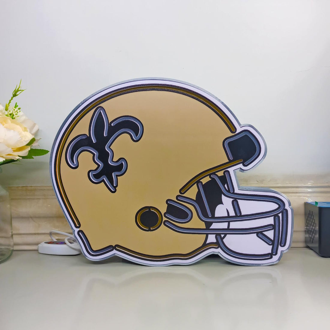 New Orleans Saints Helmet LED Light - Football Team Sign, Man Cave Decor, Desktop Neon Gift for Fans