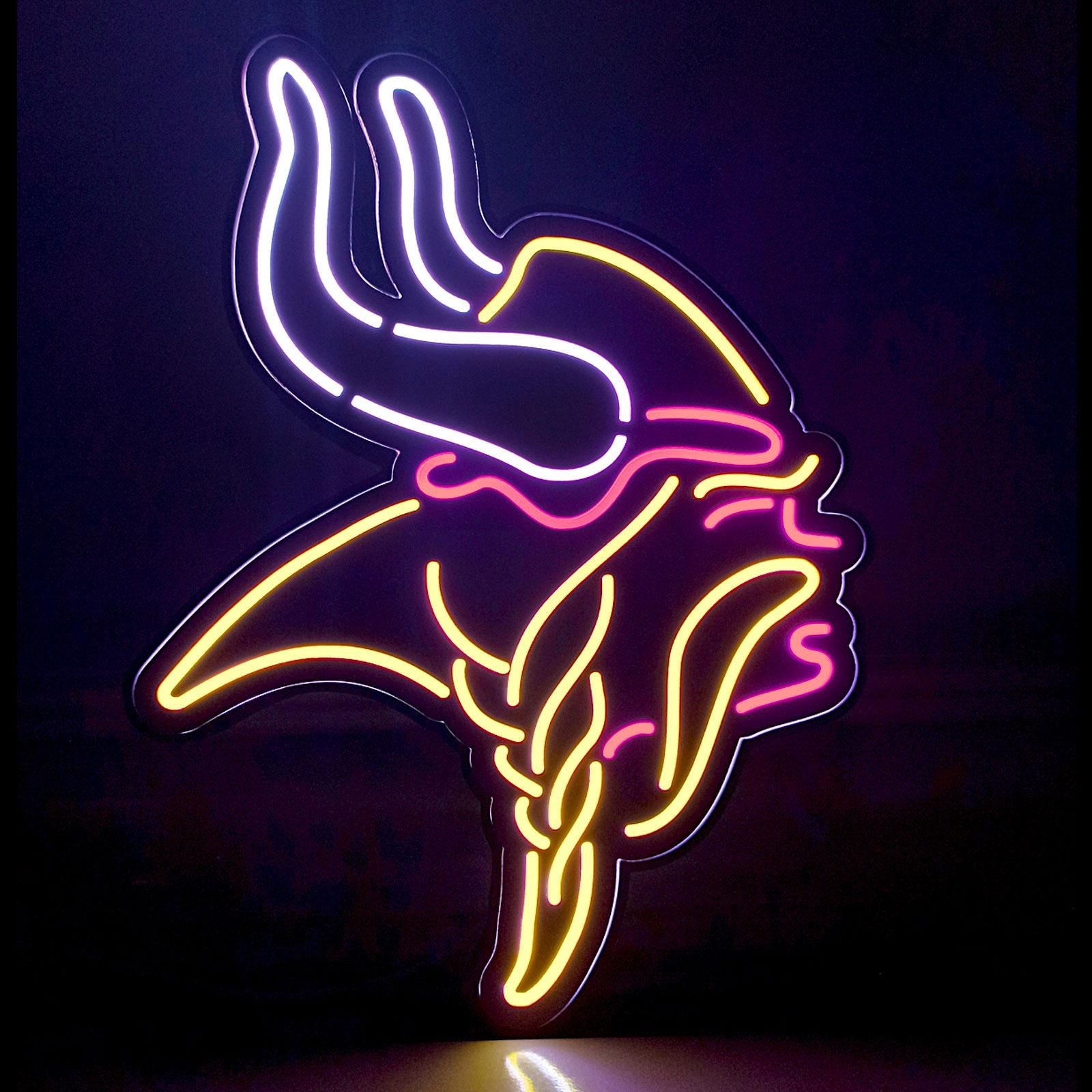 Minnesota Vikings LED Light Sign - Football Team Neon Decor, Sports Gift for Dad, Man Cave Wall Art