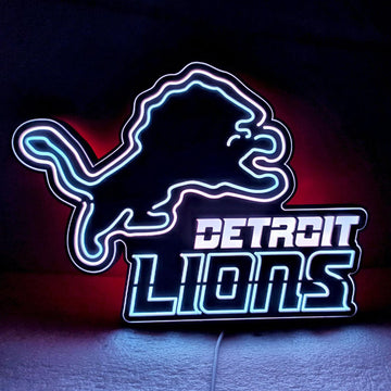 Detroit Lions Desktop LED Light - Football Team Sign, Man Cave Wall Decor, Gift for Dad/Husband
