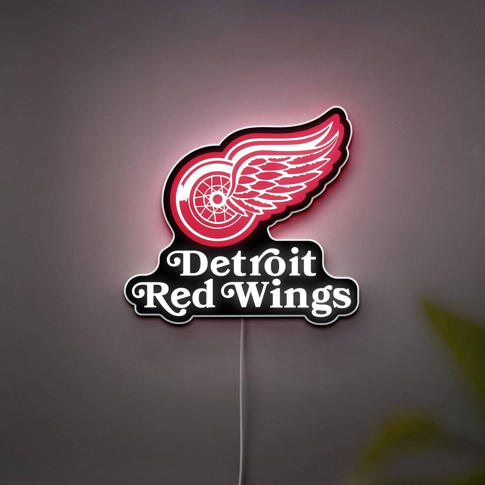 Detroit Red Wings Hockey LED Desk Lamp, 3D Printed NHL Memorabilia, Car City Themed Gift, Retro Sports Wall Decor, Fan Cave Wall Art