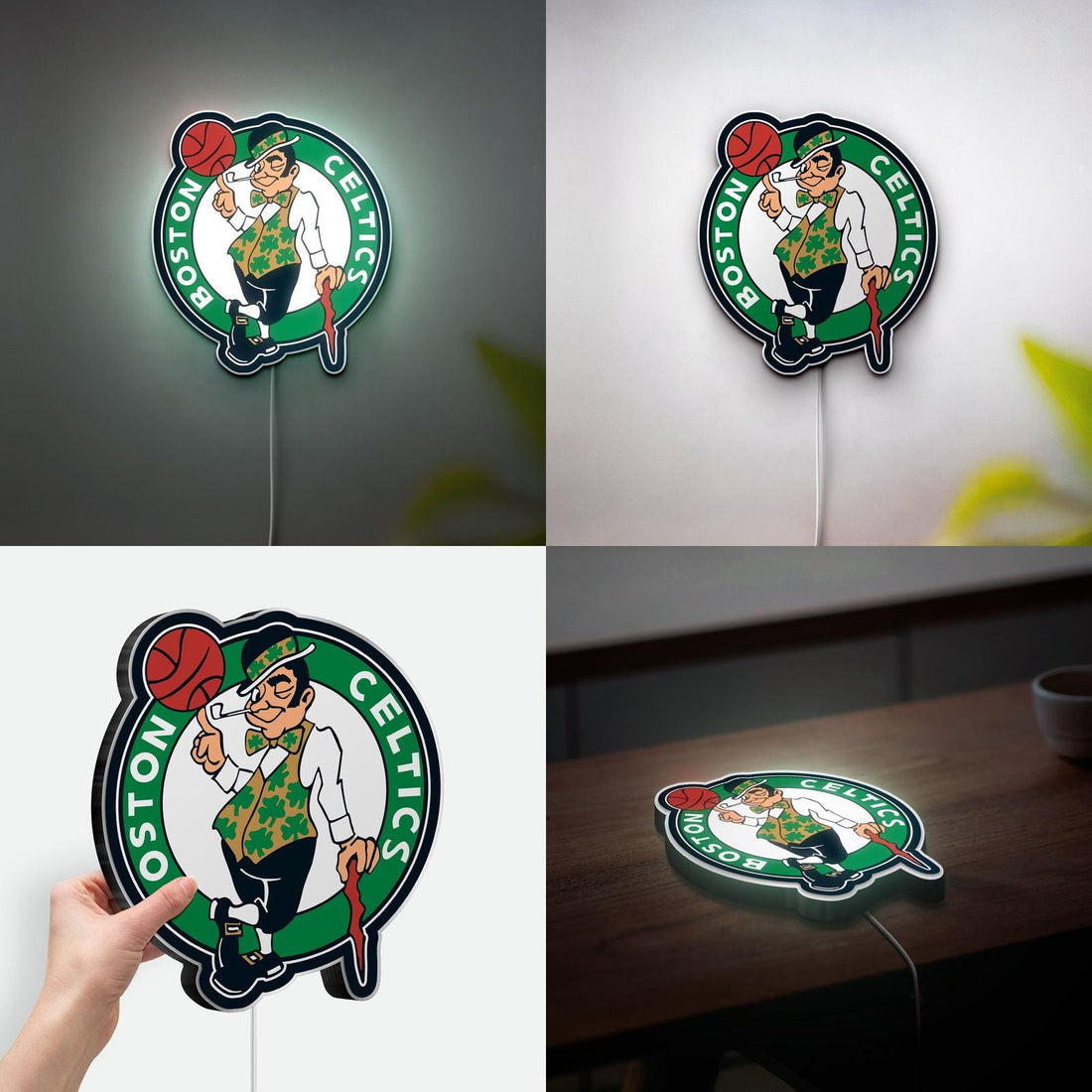Boston Celtics 3D Printed LED Lamp, NBA Game Lightbox Decor, Celtics Fan Gift, Basketball Lover Night Light, Man Cave & Game Room Decor
