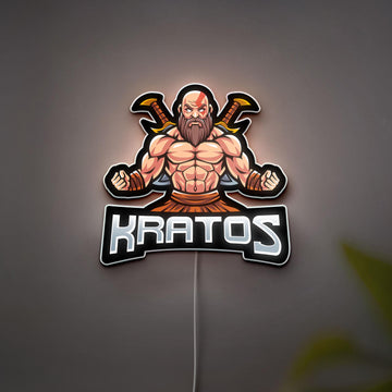Kratos Figure 3D LED Lightibox, God Of War Led Sign, Night Light, Personalized Warrior Desk Lamp, Gaming Room LED Decor, Gamer Gift