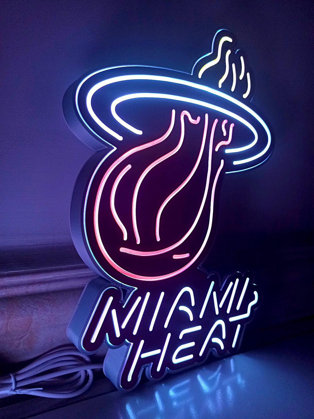 Miami Heat LED Light Box - Basketball Team Sign, Sports Bar Wall Decor, Man Cave Gift, Father's Day Present for Him