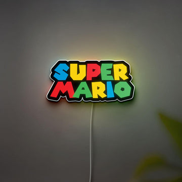 Handmade Super Mario LED Light Box, Mario 3D Illuminated Sign Lamp, Glowing Mario Wall Decor, Gamer Room Decor, Gift for Kid