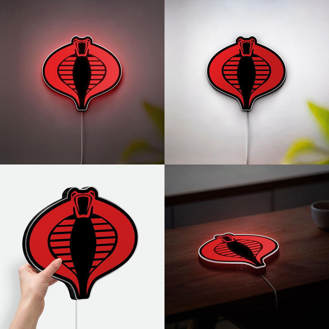 G.I.-Joe Cobra 3D Printed LED Lamp, Glowing Cobra Sign Light, G.I. Joe Fan Gift, Movie Theme Party Prop, Man Cave Decor, Gamer Room Wall Art