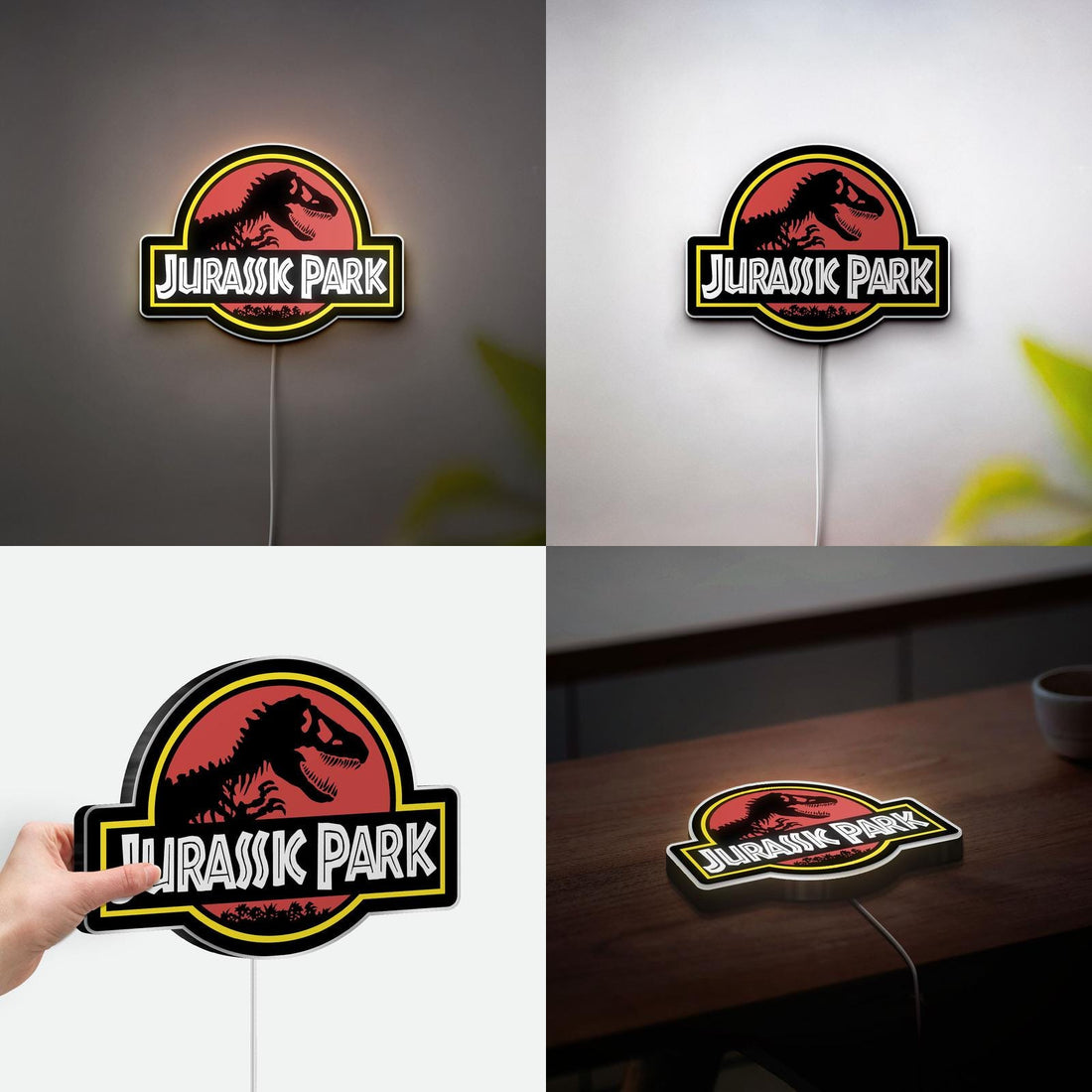 Jurassic Park 3D Lightbox with Dinosaur Clipart, Movie Themed Room Wall Decor Lamp, Gift for dinosaur lovers, sci-fi fans, and Kid Birthday