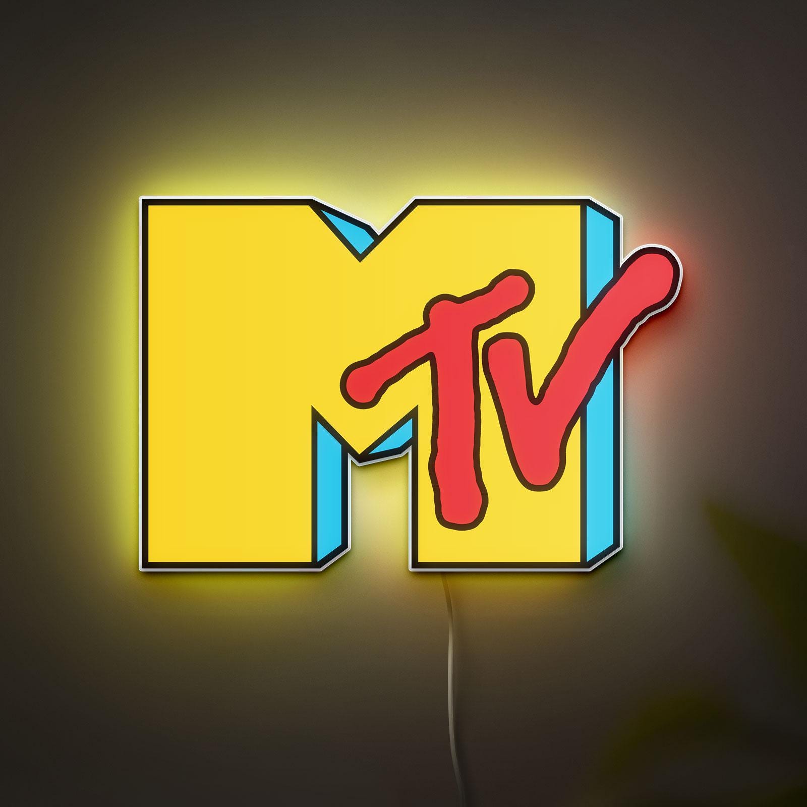 Music Television LED Light Sign, MTV Logo Sign for Music Record Room Beer Bar Wall, Recording Studio Decor Gifts