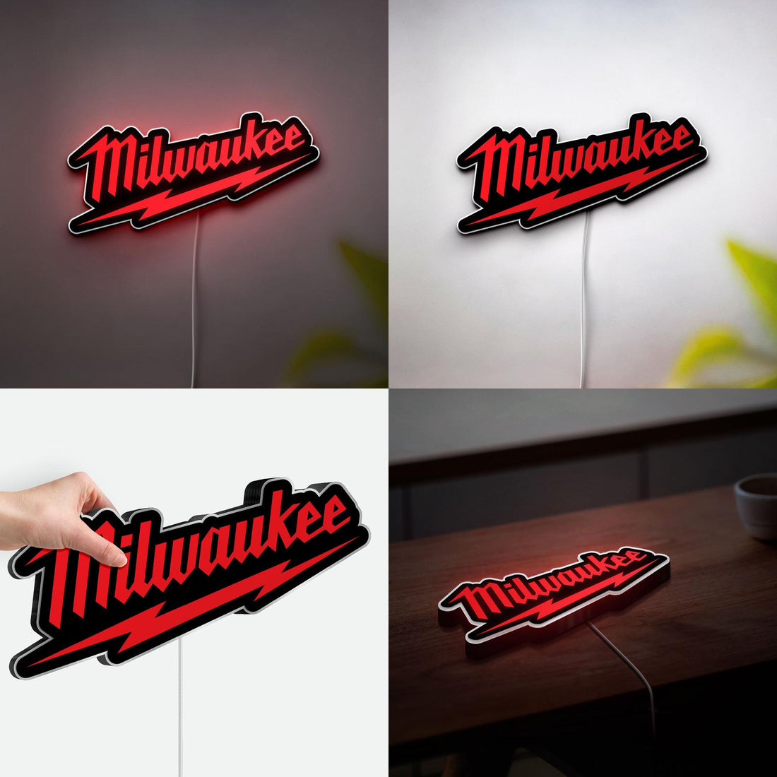 Milwaukee Tool 3D LED Light Box, Garage Workshop Sign Decor Lamp, Man Cave Light