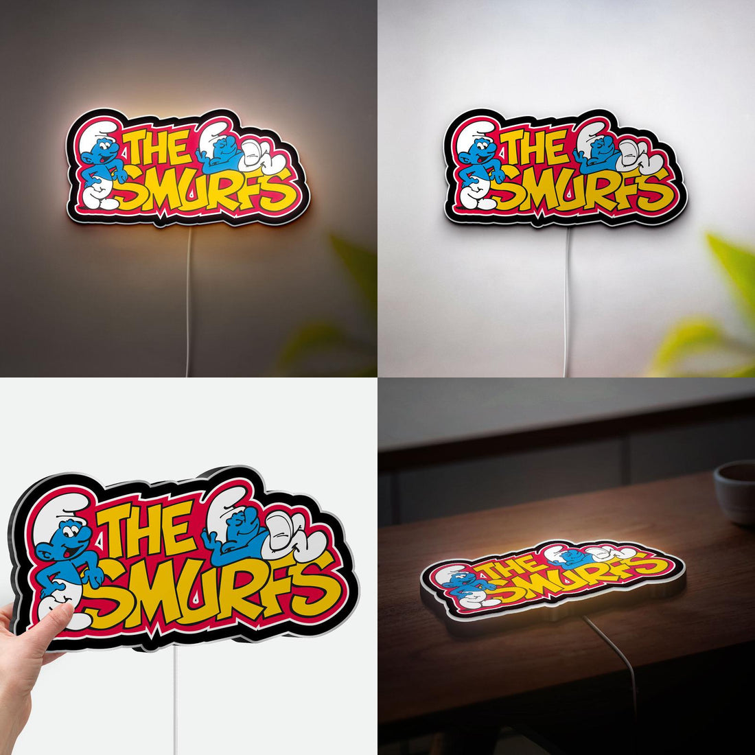 Smurfs 3D Sign Lightbox, Cartoon Party LED Lamp Decor, Handmade Gift for Kids and Smurfs Fans