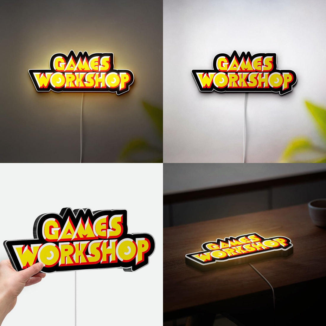 Games Workshop 3D Sign Light, Electro Gaming Sign Lamp Decor, Handmade Gamer Gift, Game-Themed Decor Light