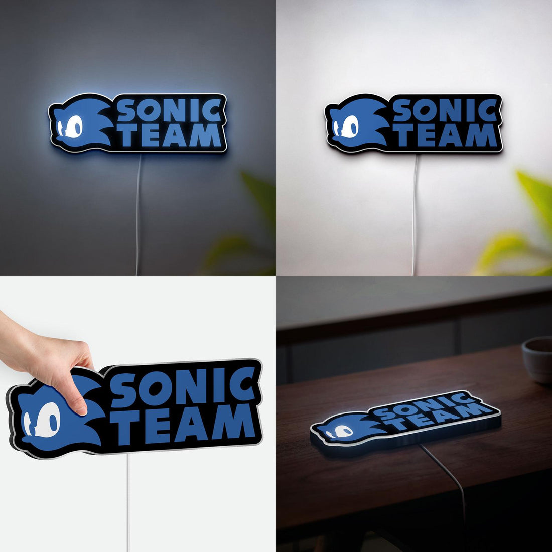 3D printed Sonic Team Sign LED Lamp, Birthday Gift for Sonic Fans, Anime Night Light Decor, Gamer Cave Wall Art, Kid Room Decor