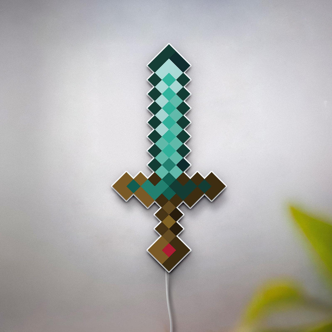 Lighted Pixel Diamond Sword, Video Game Sword, Vintage Pixel Sword Wall Art, Home Game Movie Room Decor, Unique Gift for Gamers, Kids