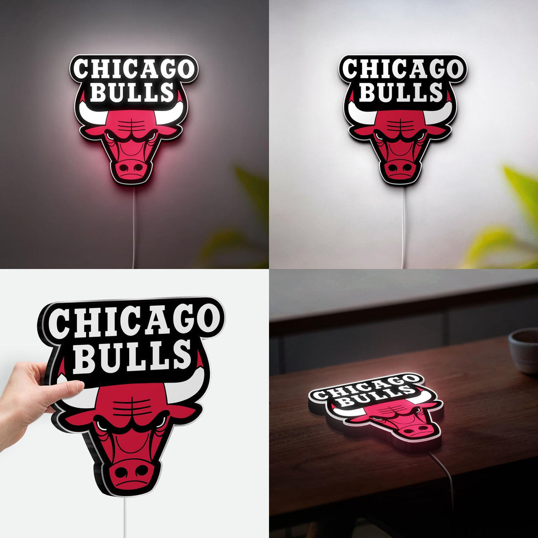 Handmade Chicago Bulls LED Night Light - 3D Printed Logo, Basketball Fan Gift, NBA Fan Gift, Sports Room Decor, Man Cave Decor