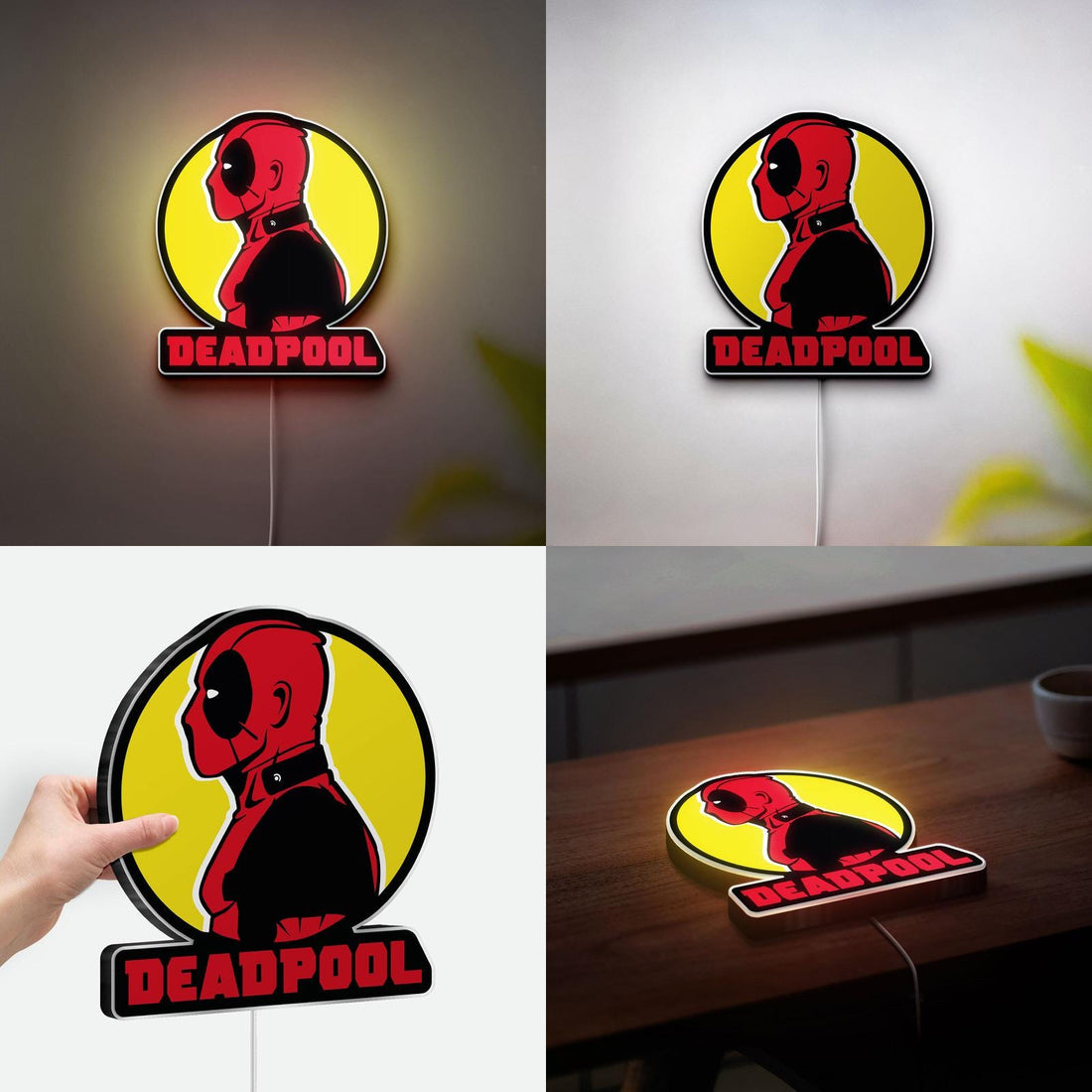 Marvel Deadpool 3D Printed LED Lamp, Red Deadpool Mask 3D Lamp, Night Light for Marvel Lovers, Gift for Superhero Fan, Wall Art, Room Decor