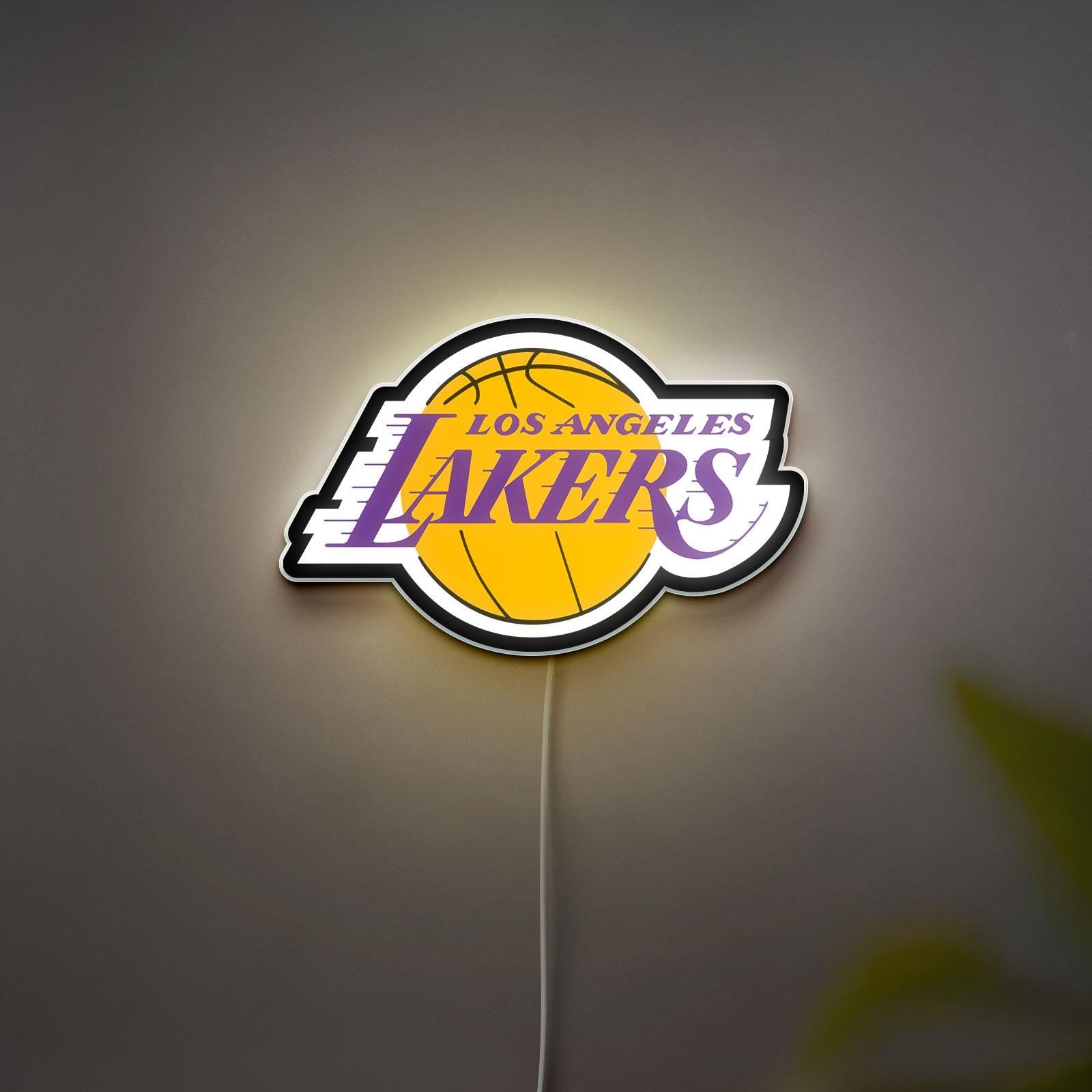 Handmade LA Lakers 3D Logo Night Light, Custom Lakers 3D Illuminated Sign Lamp, NBA Victory Glow Decor, Basketball Fan Gift, Sports Wall Art