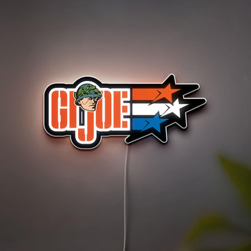G.I.-Joe 3D Printed Logo Lamp, Glowing Military Themed Lightbox, G.I. Joe Fan Gift, Movie Theme Party Prop, Man Cave Decor, Gamer Room Art