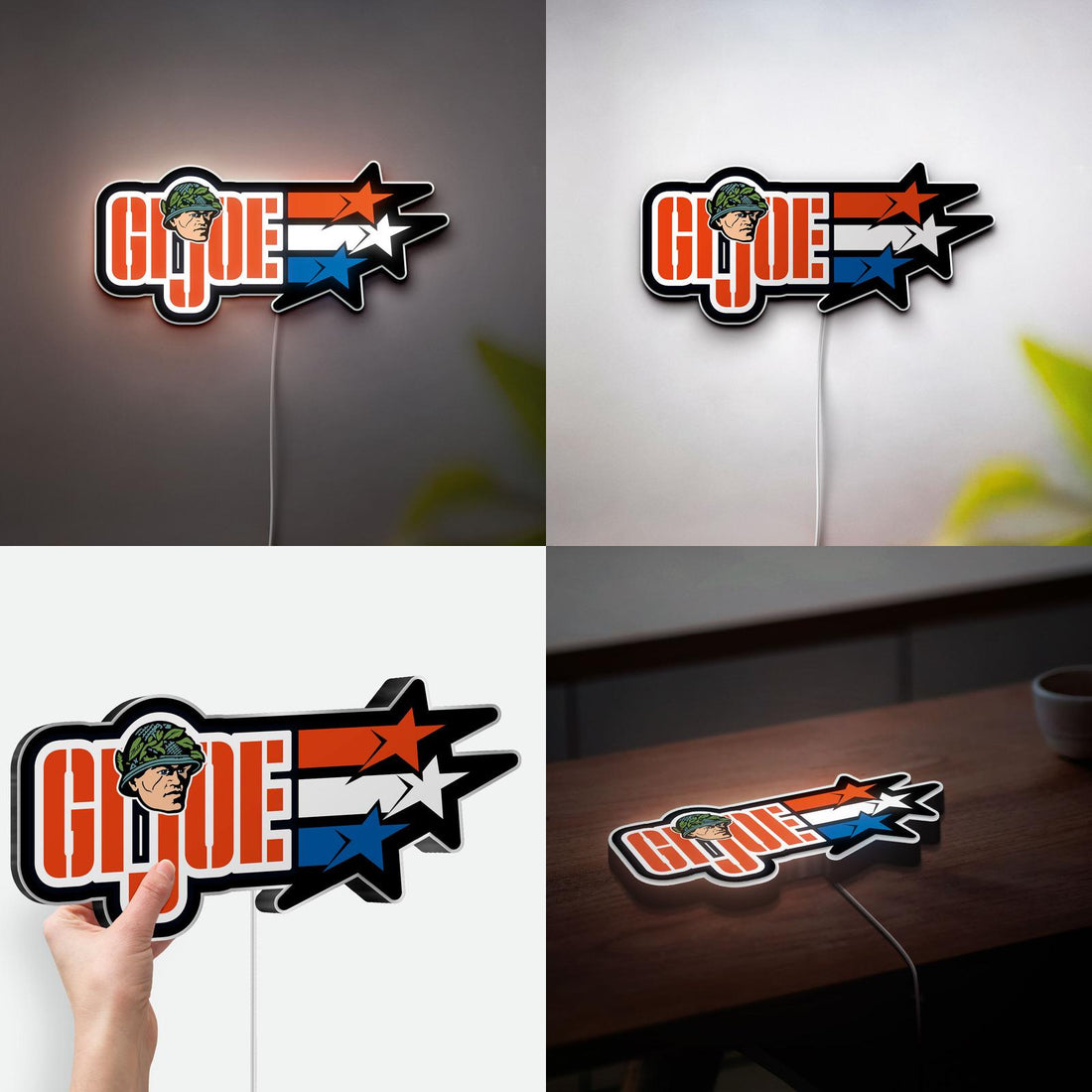 G.I.-Joe 3D Printed Logo Lamp, Glowing Military Themed Lightbox, G.I. Joe Fan Gift, Movie Theme Party Prop, Man Cave Decor, Gamer Room Art