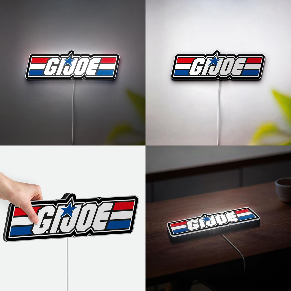 Glowing G.I. JOE Logo Night Light, G.I. Joe Fan Gift, Movie Room Decor, Man Cave Decor, Gamer Room Art, Military Enthusiast Gift Idea