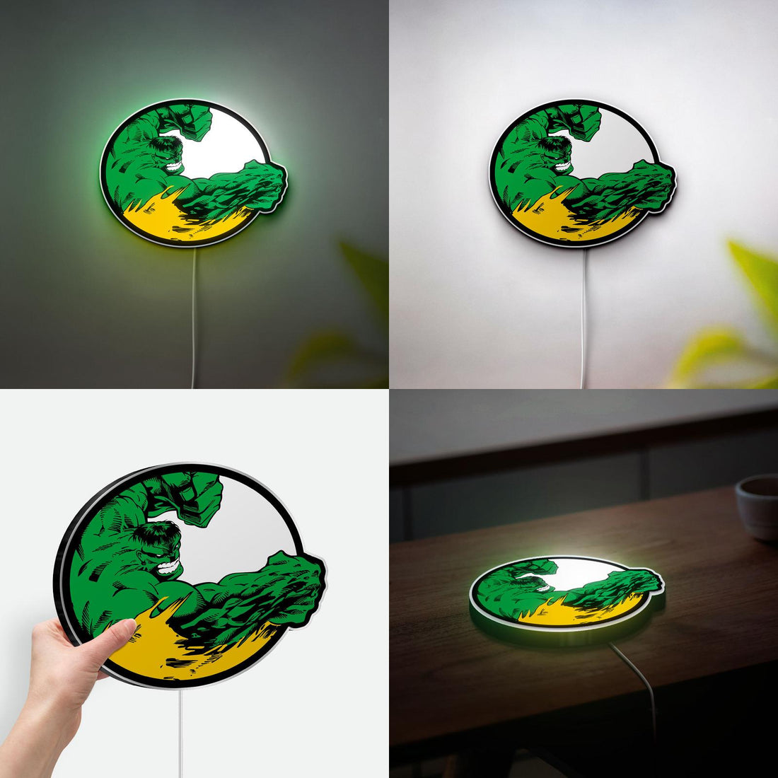 3D Printed Hulk Luminous Lightbox, Green Giant LED Lamp, Gift for marvel and Superhero fans, Boys Room Wall Decor Lamp, Birthday Gift