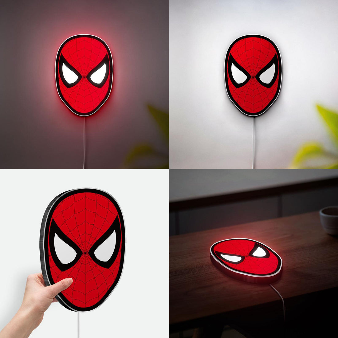 Personalized Spiderman Mask 3D Print Lightbox, Spiderman's Classic Mask Decor LED Lamp, Ideal for Superhero Lovers and Fans