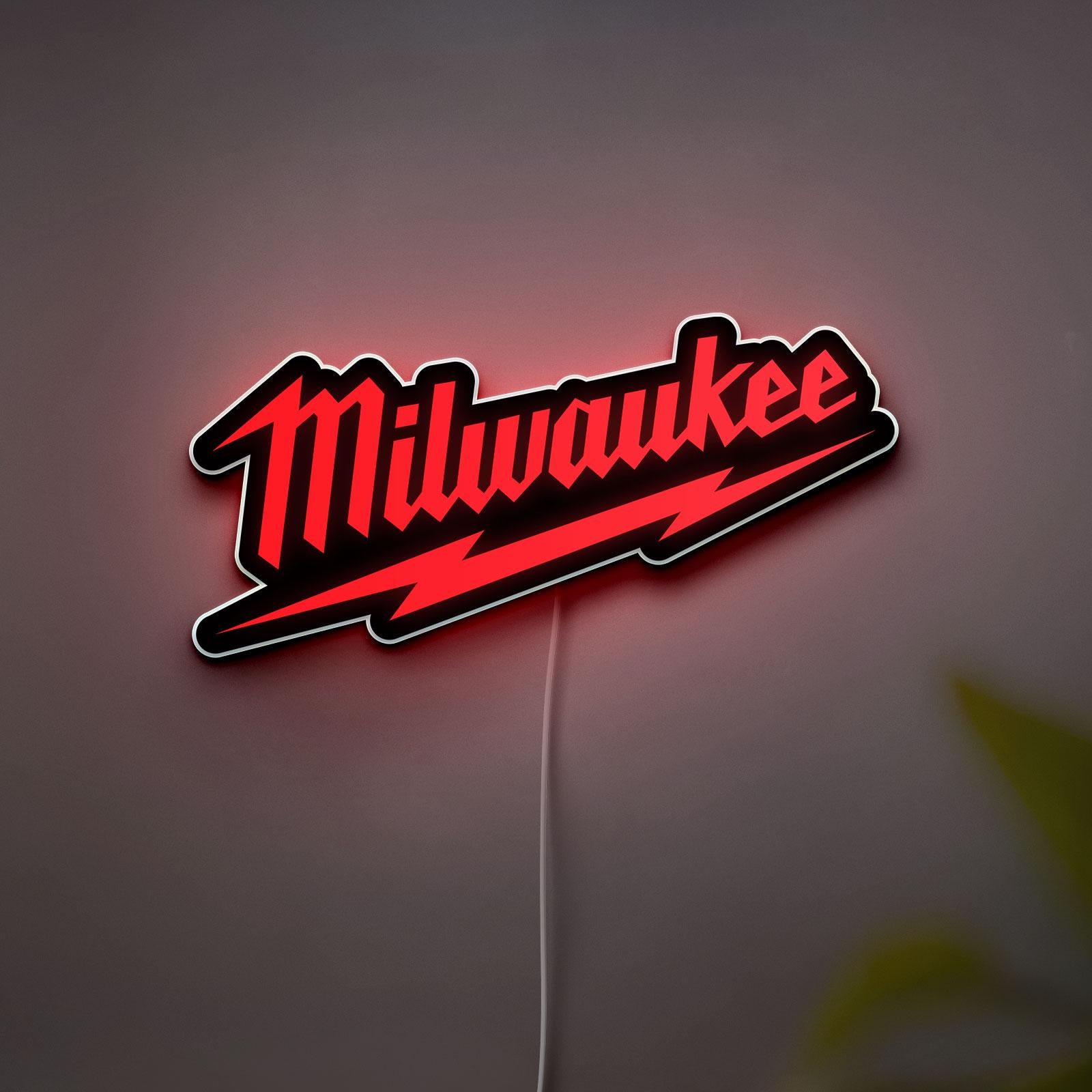 Milwaukee Tool 3D LED Light Box, Garage Workshop Sign Decor Lamp, Man Cave Light
