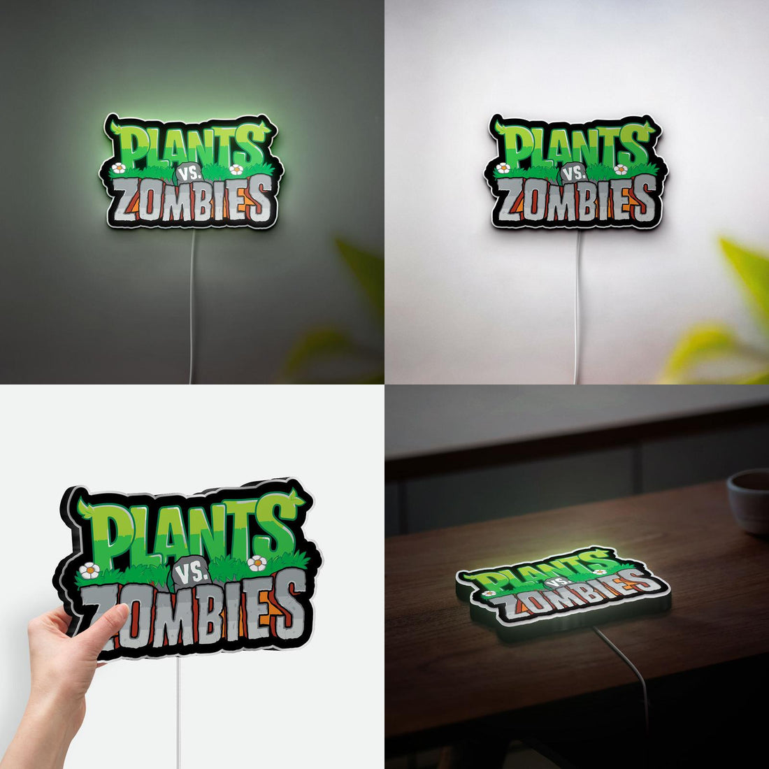 Plants and Zombie 3D LED Sign lamp, Handmade Plants vs Zombies Light, Gift for Gamer, Man Cave Light