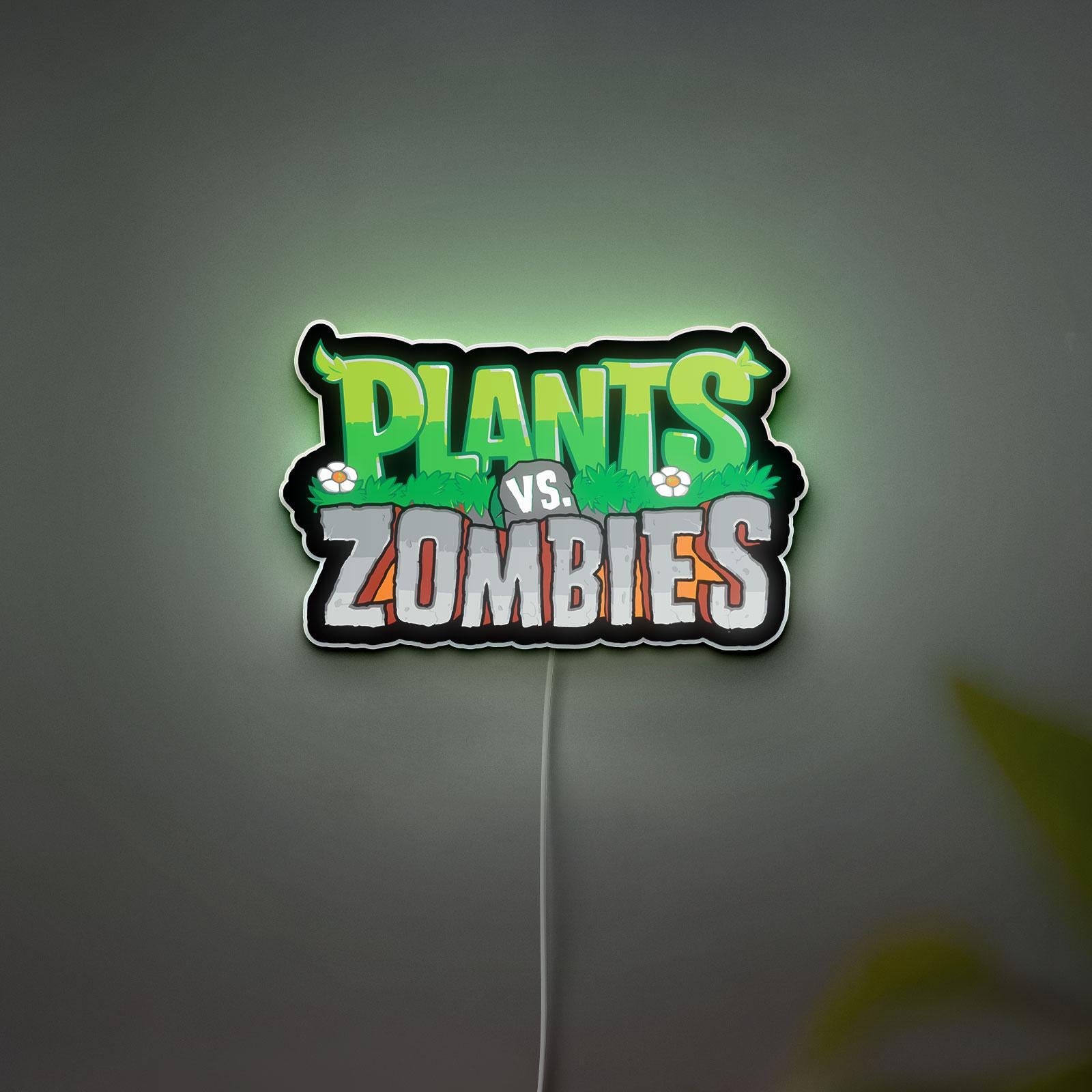 Plants and Zombie 3D LED Sign lamp, Handmade Plants vs Zombies Light, Gift for Gamer, Man Cave Light