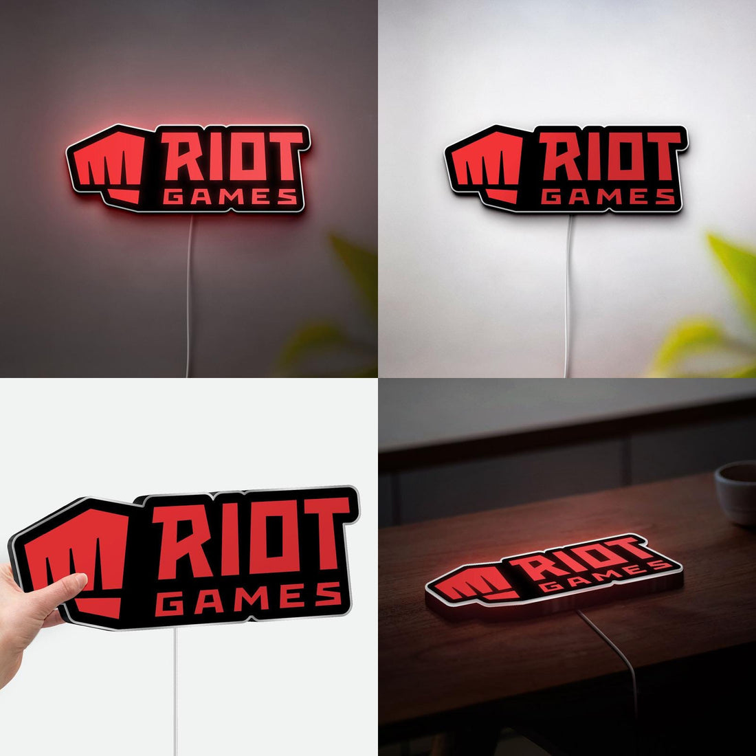 3D Printed RIOT Games Light Box, Electro Gaming Sign Lamp Decor, Handmade Gamer Gift, Man Cave Light
