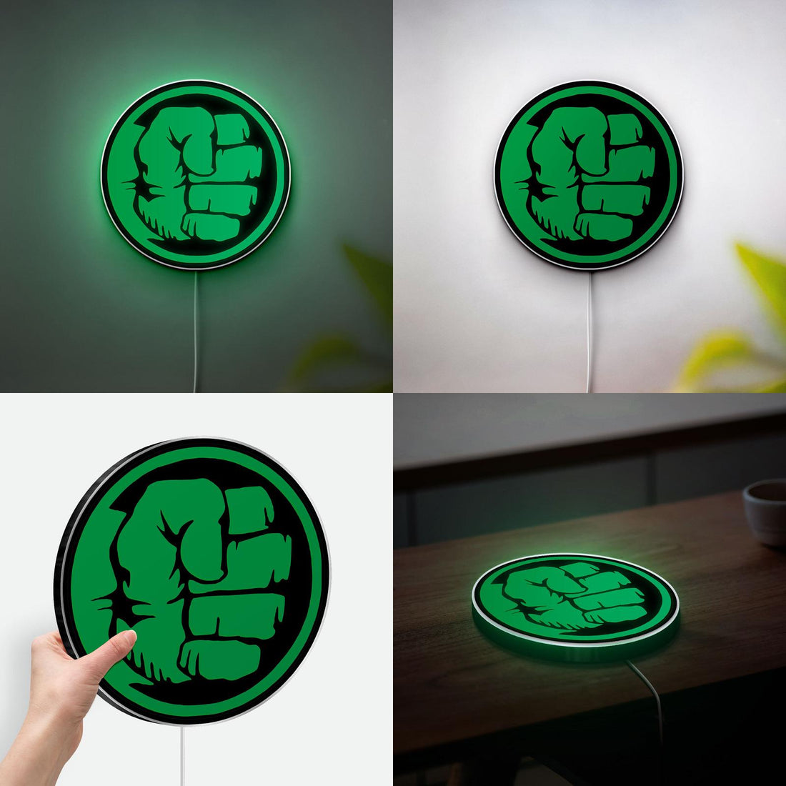 3D Hulk Power Punch Light Box, Green Giant Hero LED Lamp, Gift for marvel and Superhero fans, Boys Room Wall Decor Lamp, Birthday Gift