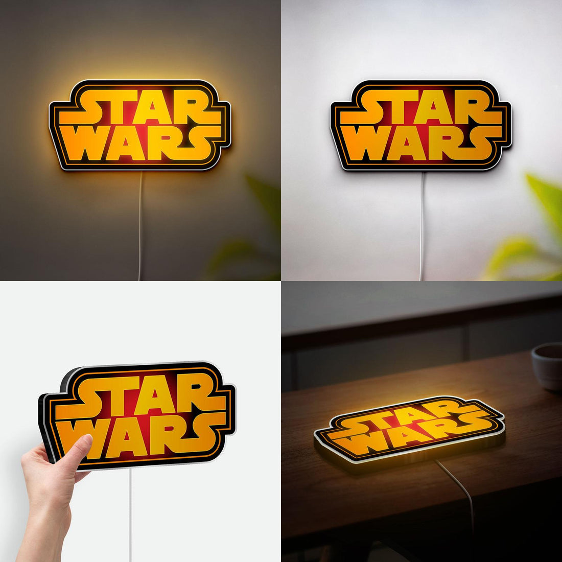 Star Wars 3D Sign Light, Handmade LED Lamp for Star Wars Fans, Movie or Sci-fi Themed Room Decoration