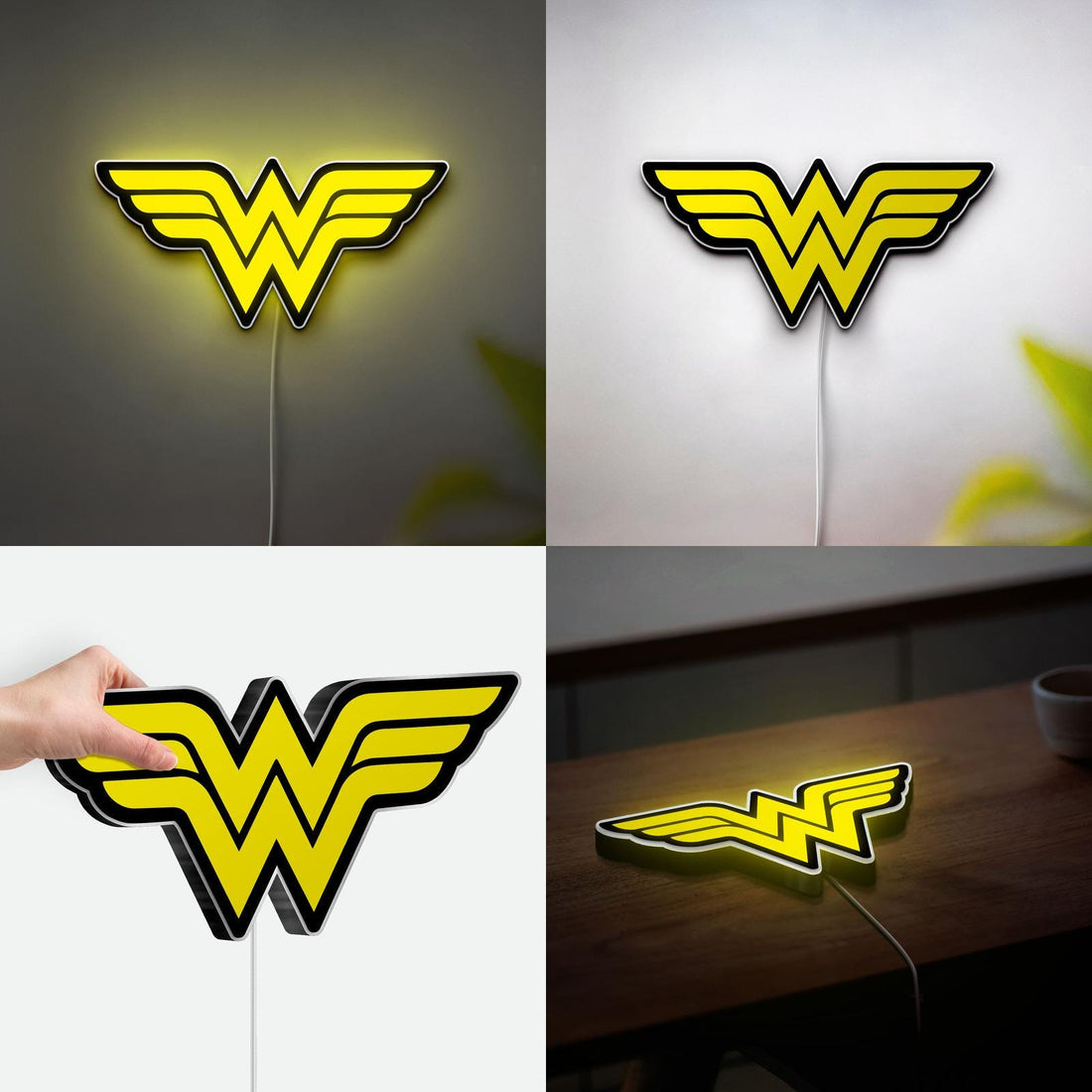 Wonder Woman LED Lightbox, Wings of Wonder Sign Lamp, Gift for Superhero fans, Room Wall Decor Lamp, Birthday Gift