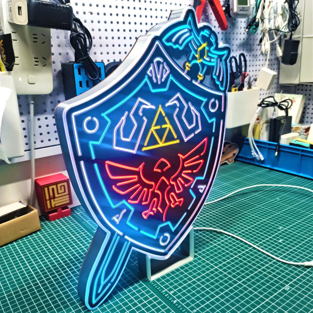 Master Sword Hylian Shield Led Light, Master Sword Hylian Shield Decor, Master Sword Hylian Shield Ornaments, Legend Of Zelda Wall Art