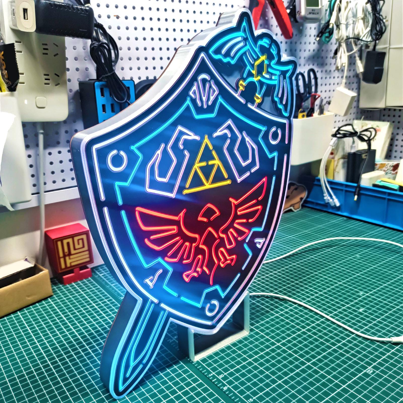 Master Sword Hylian Shield Led Light, Master Sword Hylian Shield Decor, Master Sword Hylian Shield Ornaments, Legend Of Zelda Wall Art