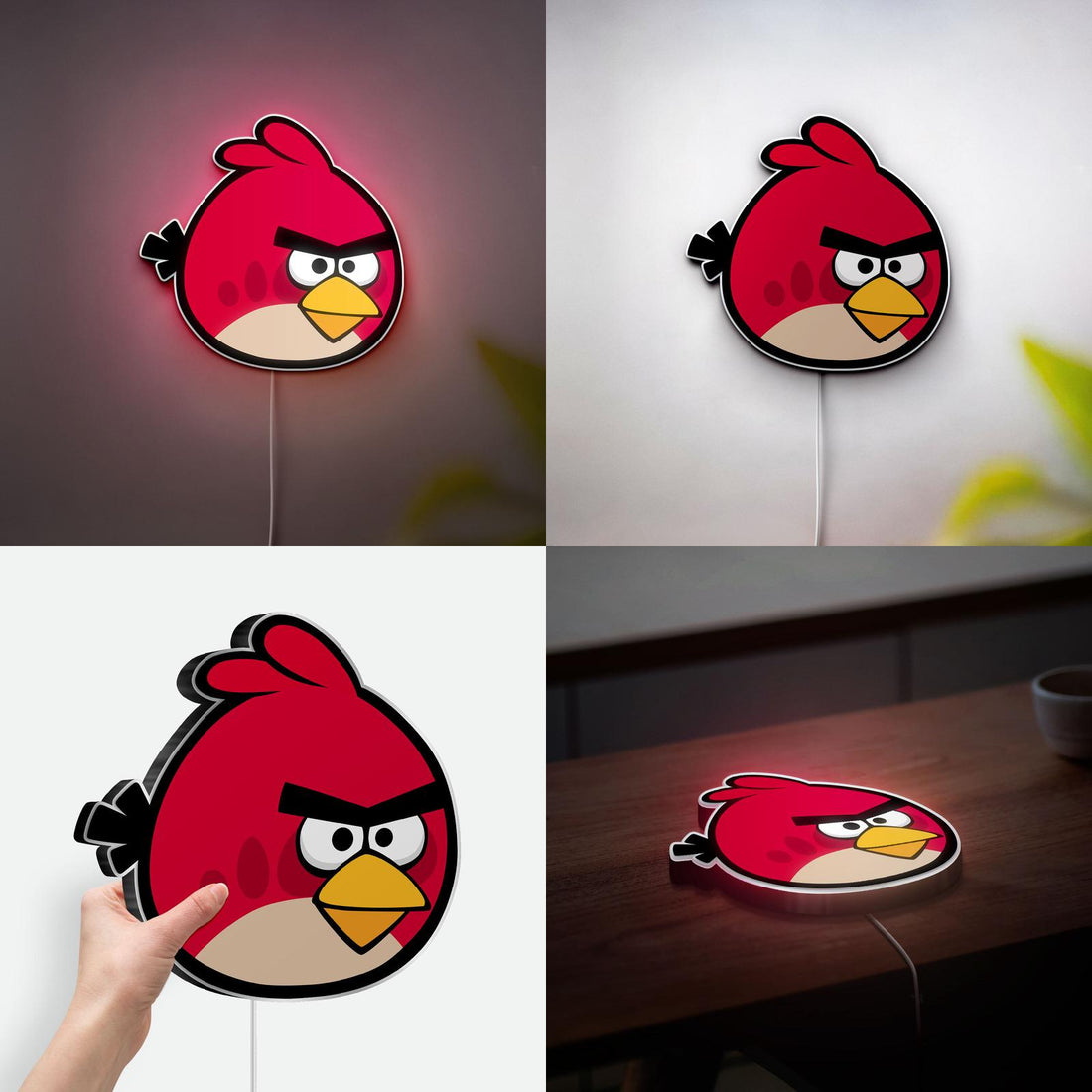 Angry Bird 3D Lightbox, Colorful Birdy LED Lamp Decor for Home, Kids' Parties, or Gaming Space