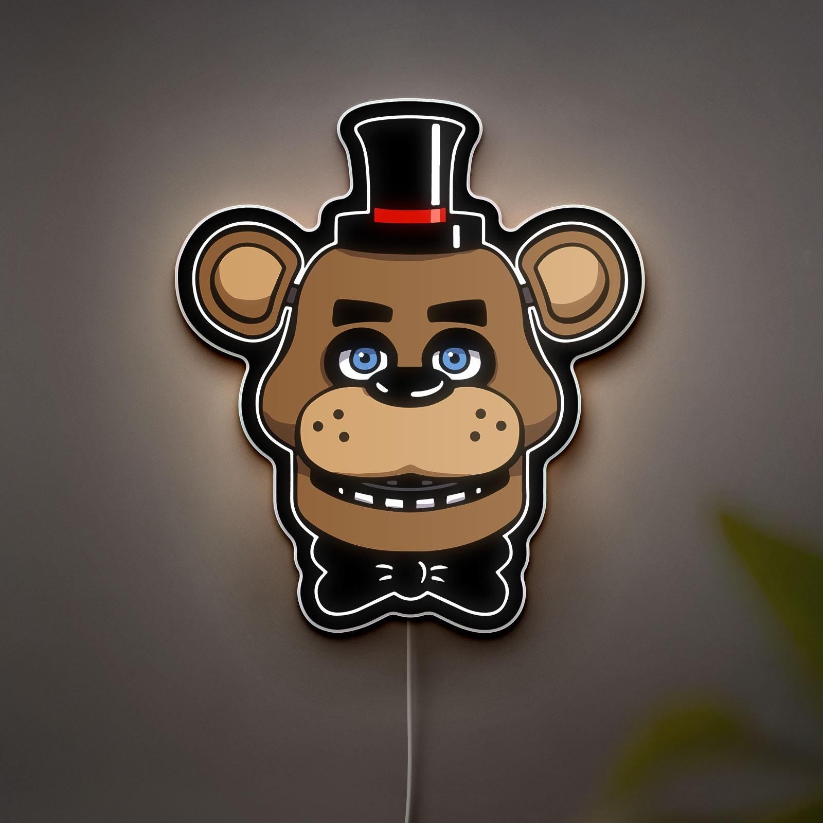 FNAF Freddy LED Sign, Five Nights at Freddy's Gifts, Game Room Wall Decor, Personalized Gift for Gamers, Fan Art, Dimmable LED Lamp