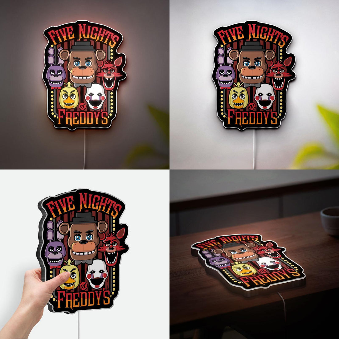 FNAF 3D Led Wall Art, Five Nights at Freddy's Gifts, Game Room Wall Decor Light, Personalized Gift for Gamers, Custom Fan Art
