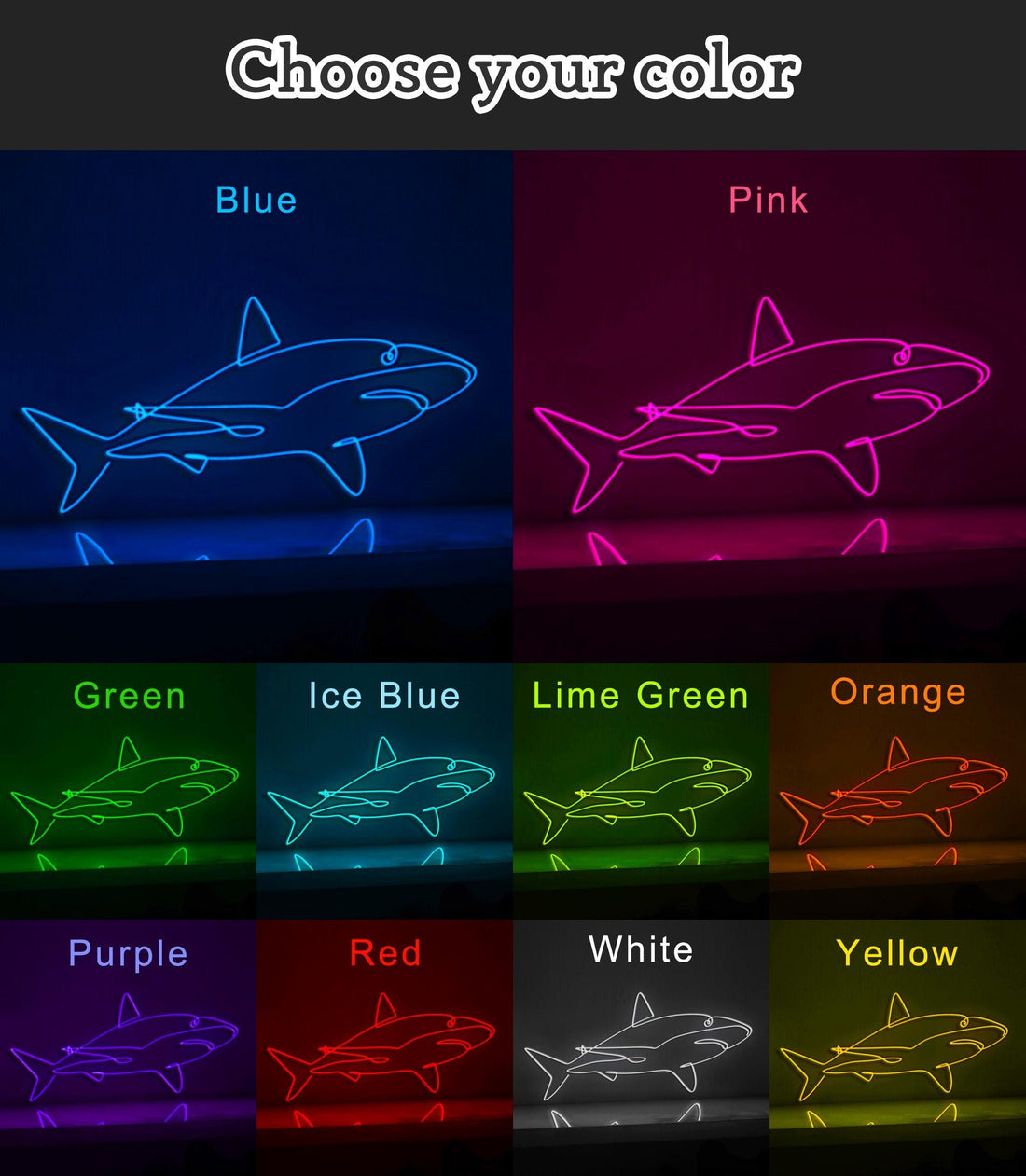 Ocean Shark Fish EL Wire Neon Sign, Neon Light for Beach Houses & Underwater Adventure Decor
