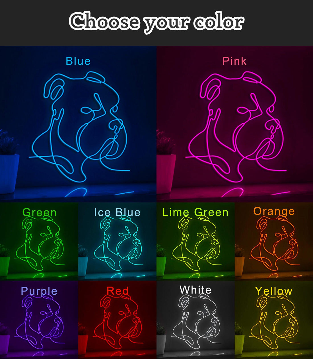 Bully Dog Breed Bold EL Wire Animal Art for Pet Rooms & Dog Sport Enthusiasts