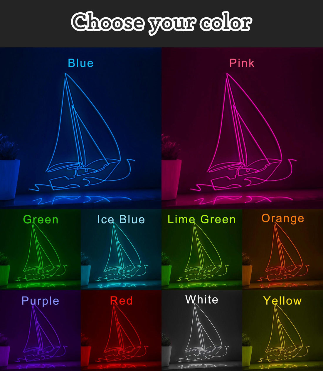 Sailboat Big Waves Sea EL Wire Neon Sign, Adventure Sailing Theme Neon Light for Home Decor Wall Art