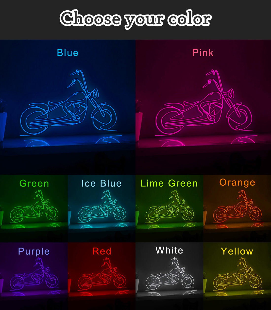 Old Classic Vintage Motorcycle EL Wire Art for Garage & Motorcycle Collectors
