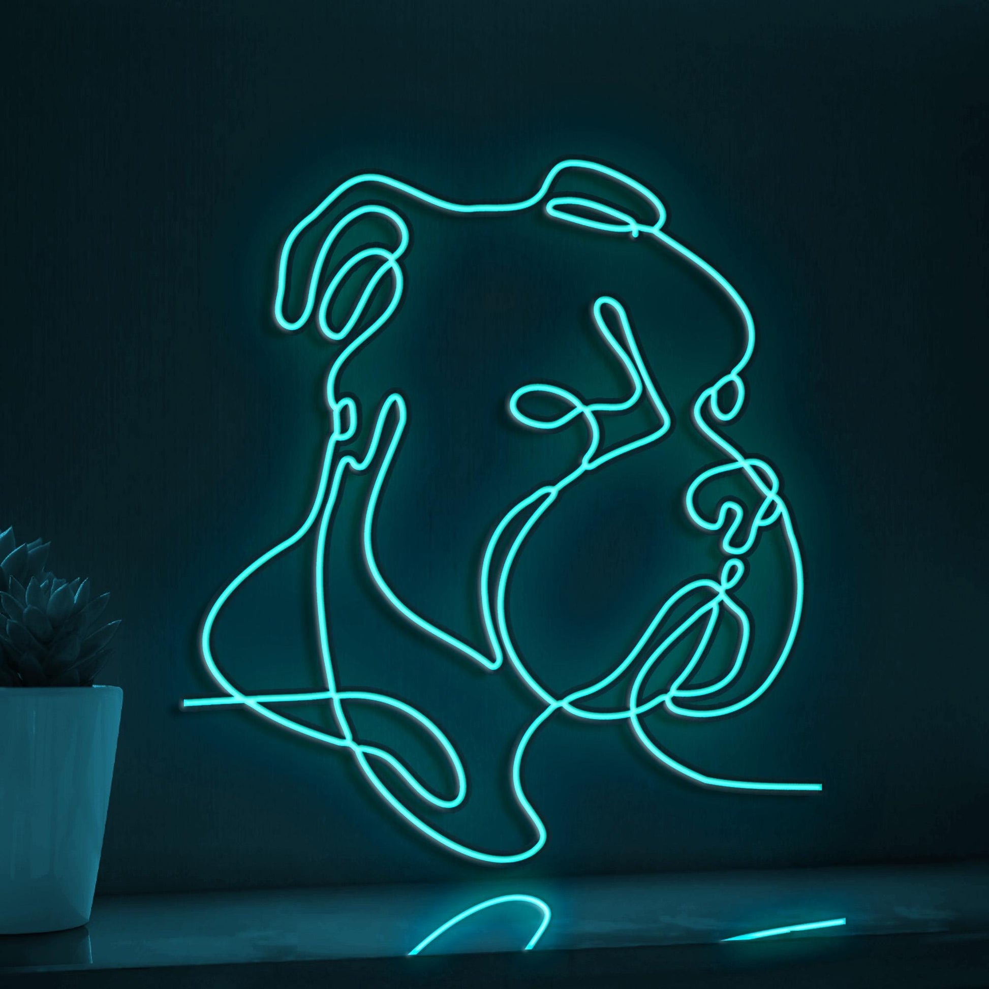 Bully Dog Breed Bold EL Wire Animal Art for Pet Rooms & Dog Sport Enthusiasts