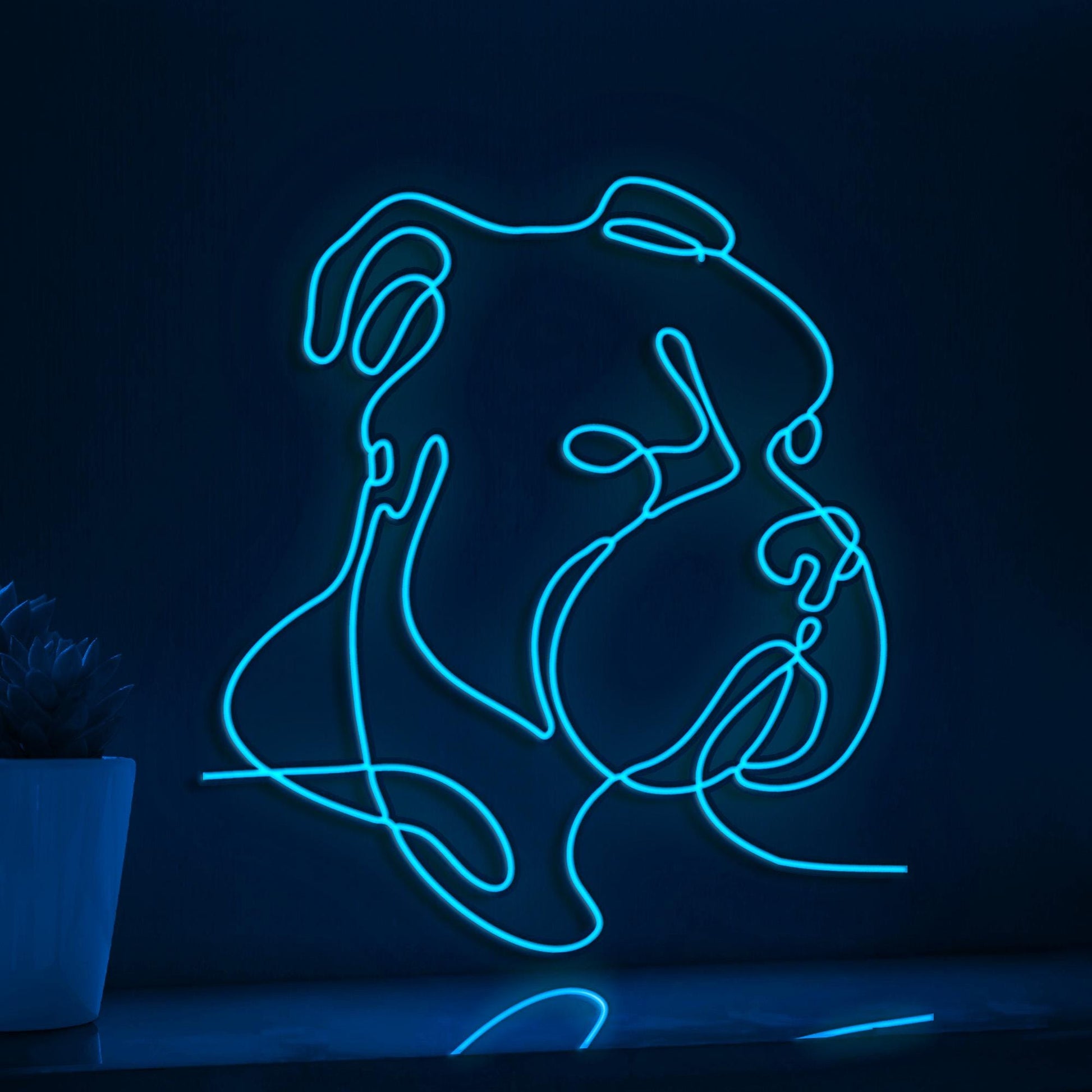 Bully Dog Breed Bold EL Wire Animal Art for Pet Rooms & Dog Sport Enthusiasts