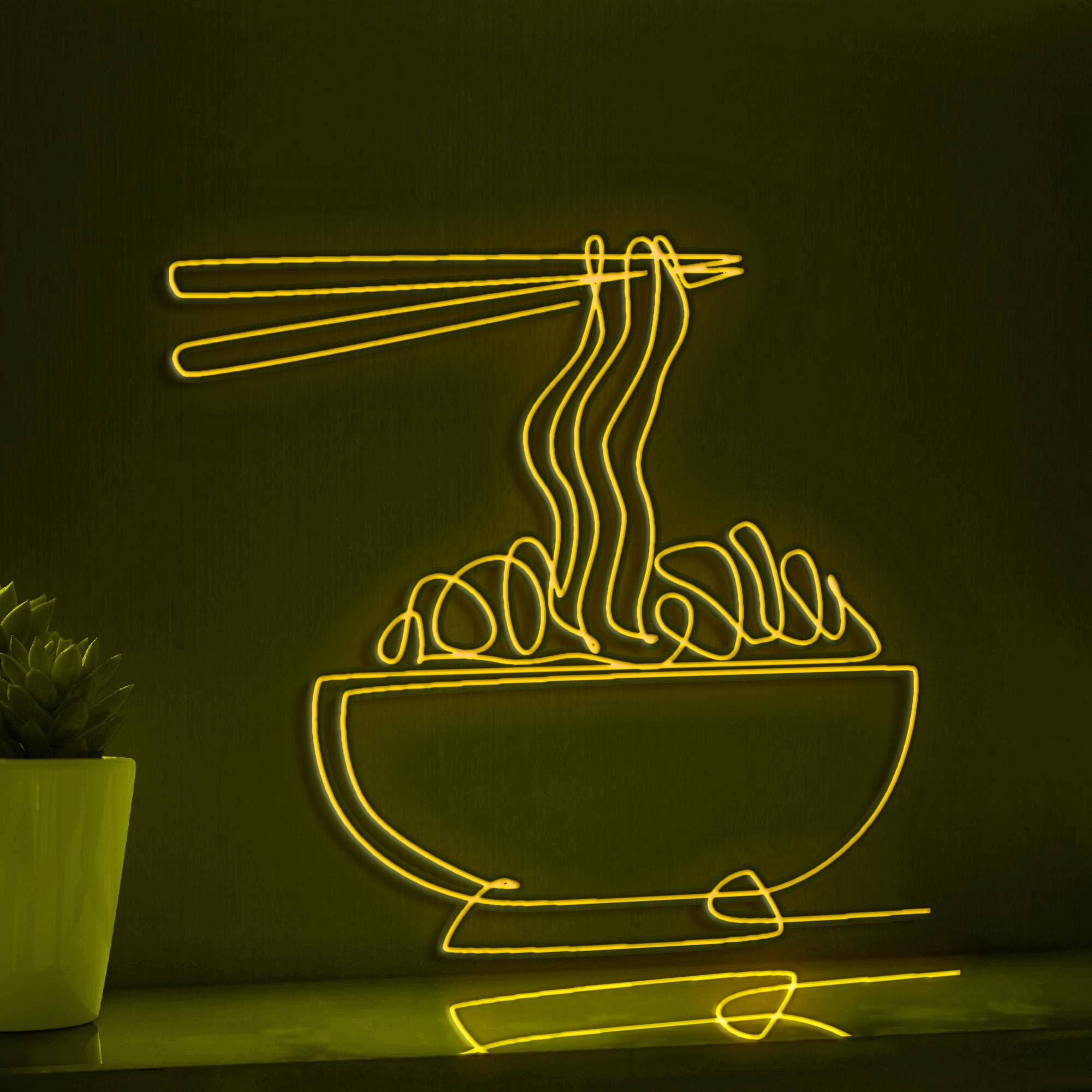 Japanese Ramen Noodle Asian Cuisine EL Wire Art for Kitchens & Food Themed Decor