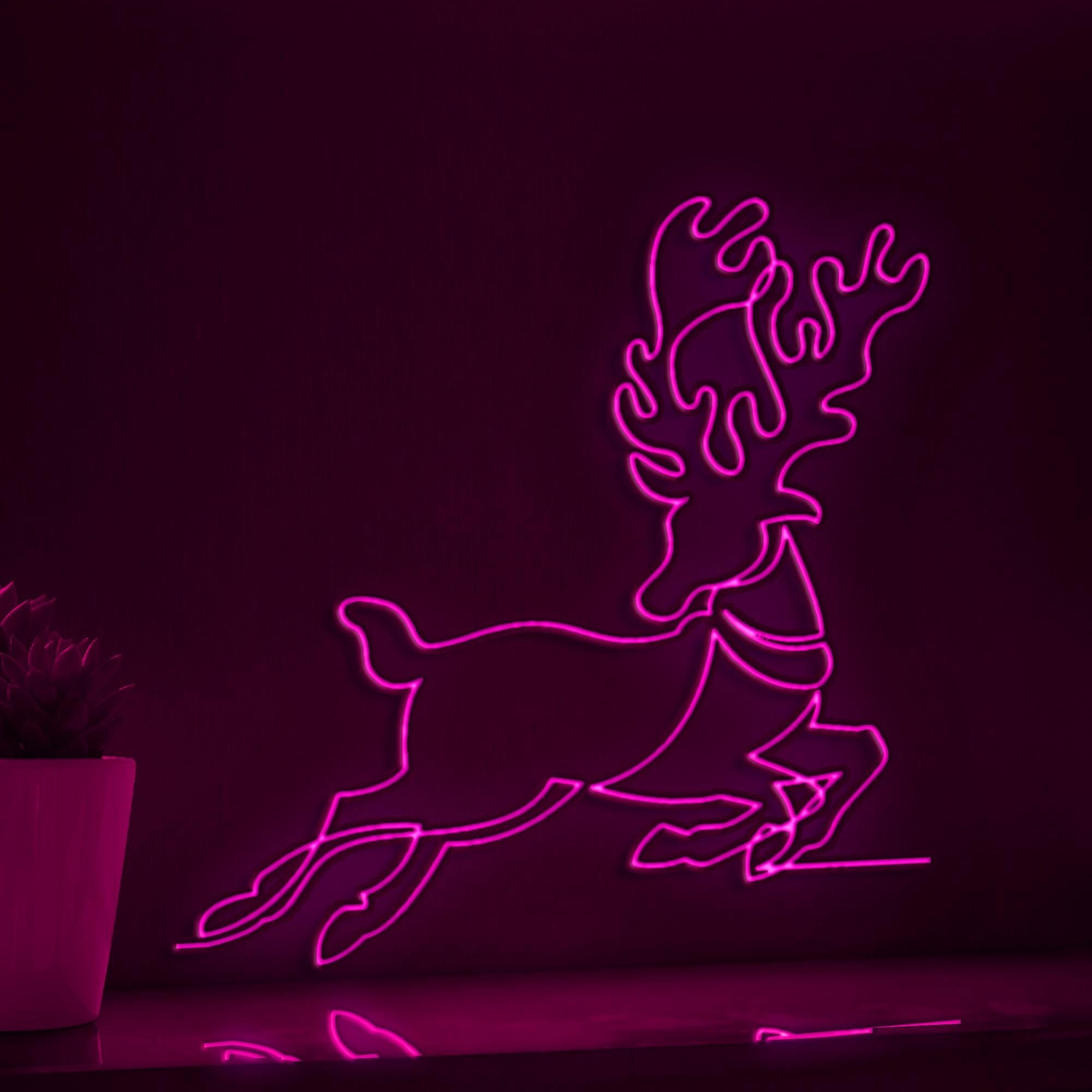 Christmas Mascot Animal Reindeer EL Wire Neon Sign, Animal Theme Neon Light for Home Decor Wall Art